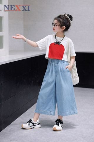 2604.21 - Quần Nexxi jean lửng bò giấy trơn xếp ly size 6-14y