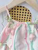 J7649 - Váy June with love 2 dây họa tiết đính hoa tulip hồng bé gái size 2-12y