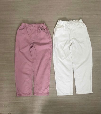 QBG24 - Quần baggy jean mềm GGJJ 2 màu trắng/hồng bé gái size 1-8y