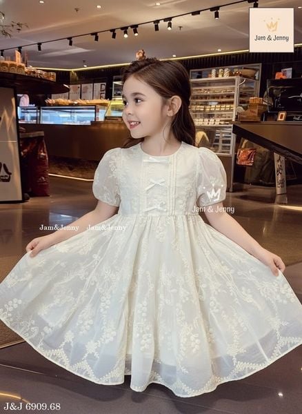 JJDCC.6909 - Váy Jam & Jenny kem hoa nổi tay bồng size 1-10y