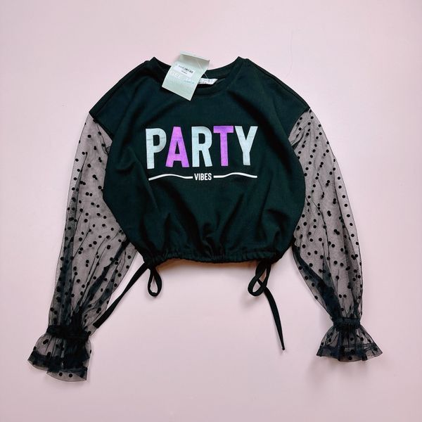 ABG38 - Áo croptop phối tay voan chấm bi 3 màu size 6 - 14y+