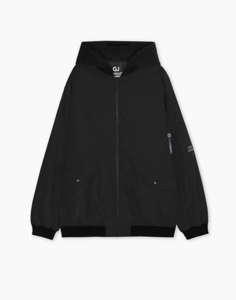 AKBT39 - Áo khoác phao bomber oversize phối mũ nỉ GGJJ dư xịn cho bé 2 màu đen/rêu size 6-14y