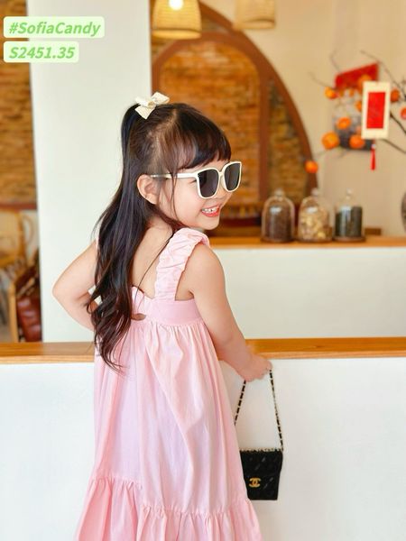 V00022 - Váy thô Sofia Candy hai dây thêu hoa ngực nhiều màu size 1-10y