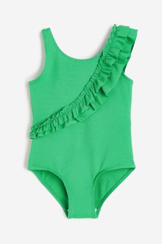 DB00020 - Bộ bơi liền màu xanh lá bèo chéo size 2 - 8y