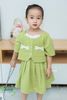 V00167 - Set áo váy dạ text June with love màu xanh 1-10y