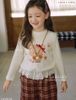 Lu 1597 - Bộ bé gái Luca áo dài tay in gấu phối ren + quần dài kẻ size 2-12y