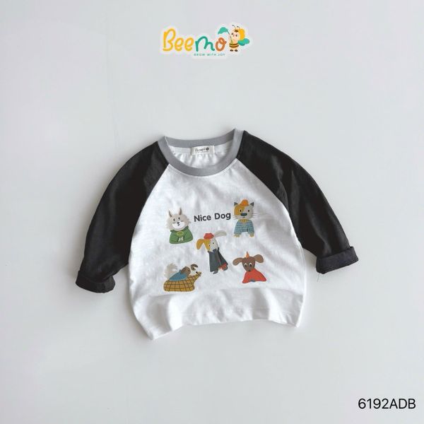 6192ADB - Áo cotton Beemo raglan Nice Dog nhiều màu bé trai size 1-6y