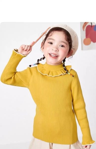 ALBG11 - Áo len cổ bèo - tay bèo trơn nhiều màu size 90 - 130