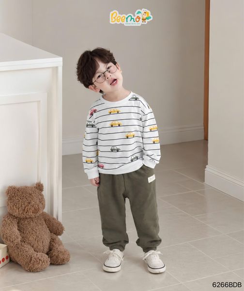 6266BDB - Bộ T-shirt Chuyến Xe Nhỏ Beemo Bé Trai size 1 - 6y