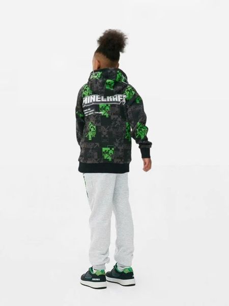 BBT05 - Bộ nỉ MineCraft áo hoodie in tràn - quần ghi size 6 - 15y