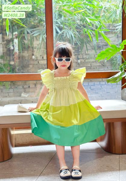 V00046 - Váy Mia Kids tiểu thư smock phối sắc màu BG size 1-10y