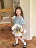 VJ135 - Set bộ thô June with love áo xanh cổ chun - quần trắng size 2 - 12y