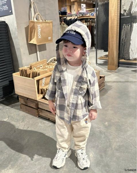 5294ADB - Áo sơ mi kẻ Beemo có mũ