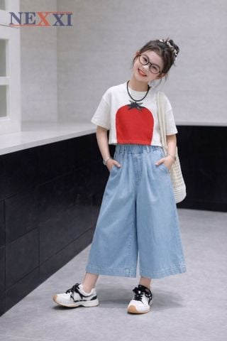 2604.21 - Quần Nexxi jean lửng bò giấy trơn xếp ly size 6-14y