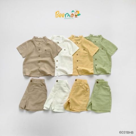 6031BHB - Bộ sơ mi Beemo cổ tàu xẻ tà size 1-6y