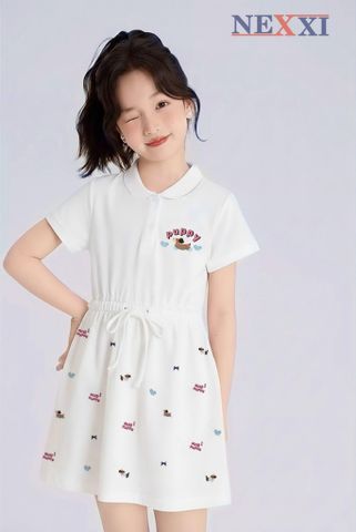 2509.82 - Váy polo cá sấu Nexxi rút eo in cún puppy size 9-14y