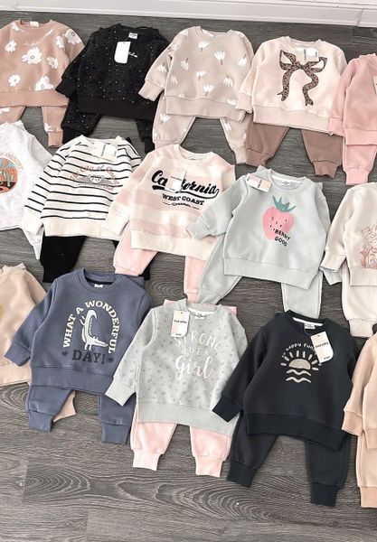 BBG21 - Bộ nỉ bông Minene nhiều màu cho bé size 2-6y