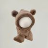 PK08 - Mũ choàng lông liền khăn tai gấu trơn màu cho bé Free size 2 - 6y