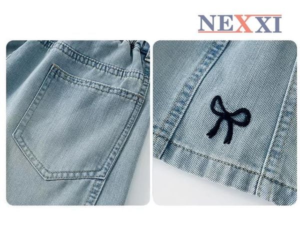 2602.142 - Quần short jean Nexxi thêu nơ cho bé gái size 11-15y