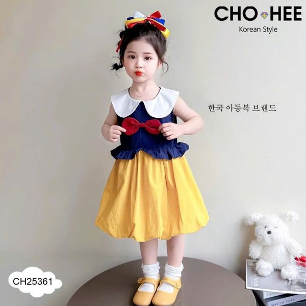 CH25361 - Váy bạch tuyết đính nơ đỏ cho bé gái size 2-11y