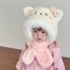 PK12 - Mũ choàng lông liền khăn hình mèo đeo nơ nhiều màu Free size 2 - 6y