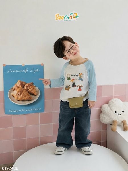 6192ADB - Áo cotton Beemo raglan Nice Dog nhiều màu bé trai size 1-6y