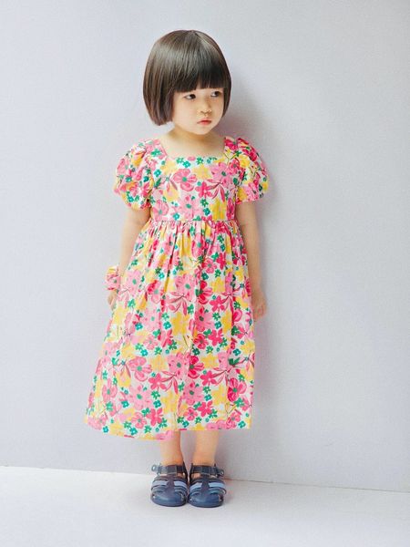 V00025 - Váy thô hoa đỏ kèm chun buộc tóc size 110-150