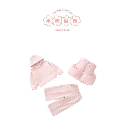 51056 - Set 3ct Roubao bộ nỉ hoodie + gile phao bé gái size 90-130