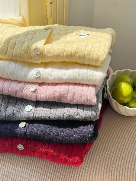 24Y159 - Cardigan len AMBB ngực thêu tim MORE nhiều màu cho bé size 90 - 170