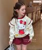 LU 1542 - Set LUCA áo nỉ màu kem kitty - chân váy đỏ chấm bi size 2 - 12y