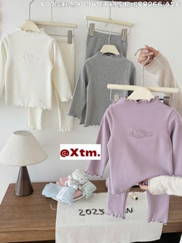 88266 - Bộ nỉ mỏng LNX in nổi kitty 2 màu ghi / tím size 90 - 140