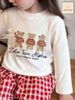 JJ 5987 - Bộ Jam & Jenny áo dài tay in gấu + quần kẻ caro đỏ bé gái size 6-12y