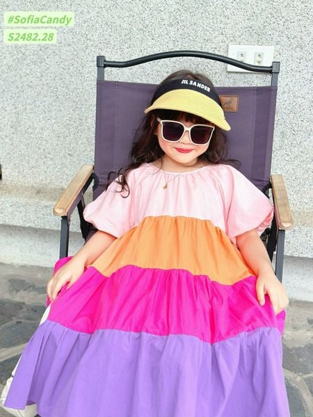 V00036 - Váy Sofia Candy thô tay bồng phối nhiều màu size 1-10y