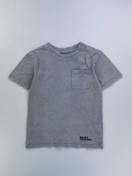 ABT72 - Áo cotton túi ngực 2 màu đen/ ghi Enjoy cho bé trai size 2-10y