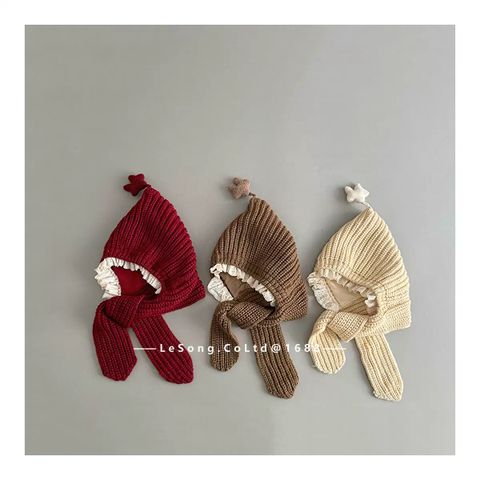 SH2512PK011 - Mũ liền khăn quàng vải len cho bé, chất liệu len cotton 3-9 tuổi, NSX Qiunan Fashion Co., Ltd