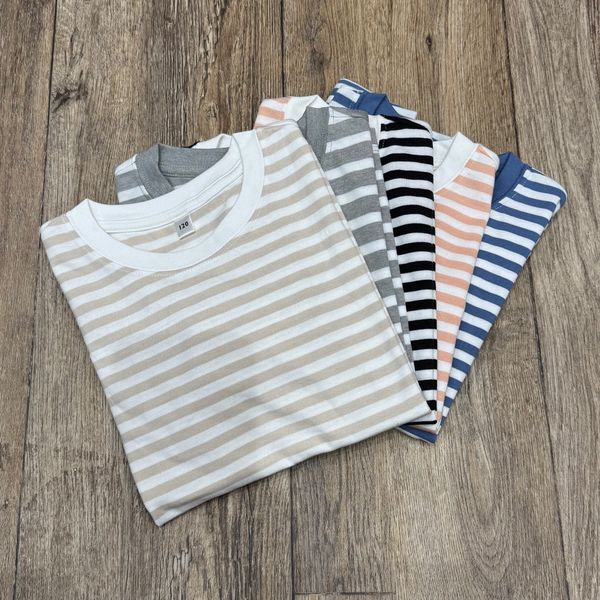 XH25 - Áo cotton Muji cộc tay kẻ nhiều màu cho bé size 110-150