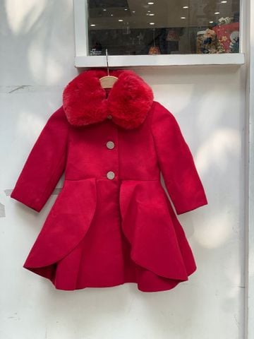 AK80 - Áo dạ CATKIDS màu đỏ ( cổ lông tháo rời ) size 3 - 4y