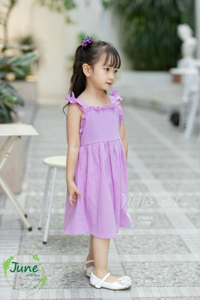 V00030 - Váy thô đũi June hay dây vai cánh tiên trơn nhiều màu BG size 1-10y