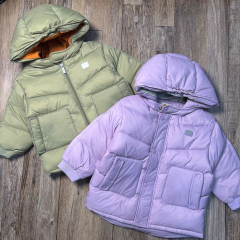 AK47 - Áo khoác lông vũ MM 2 màu tím, rêu dáng dài cho bé size 90-120