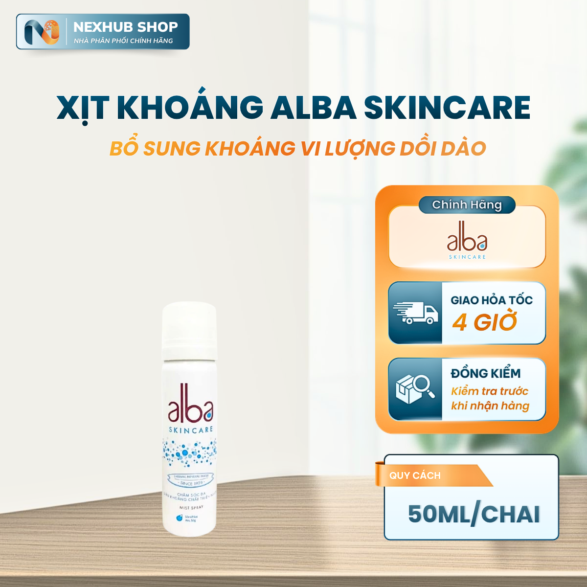 Combo 2 Chai Xịt Khoáng Alba Skincare Chai 50ml - Giúp Dưỡng Ẩm, Phục Hồi & Làm…