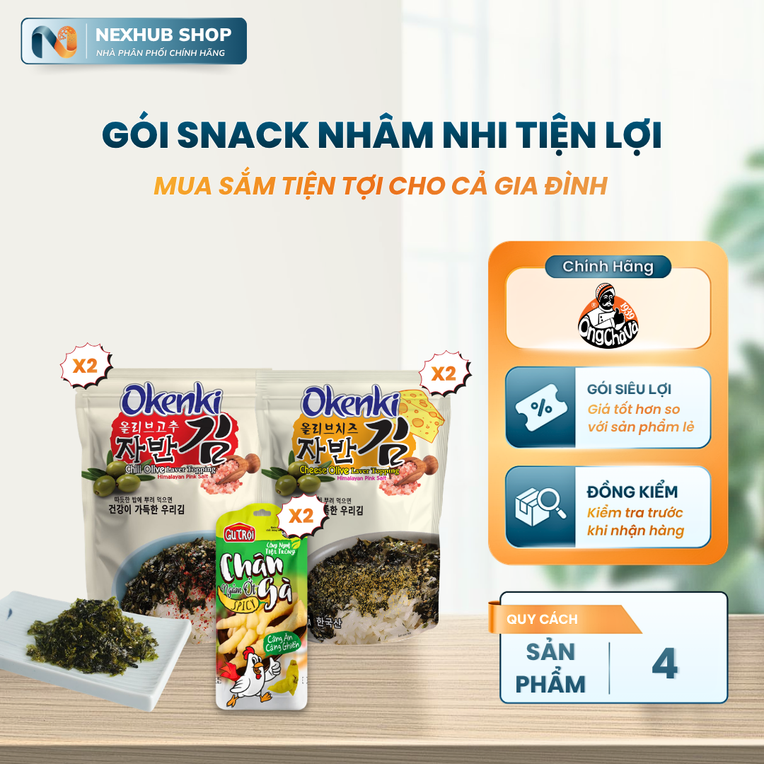 Gói Snack Nhâm Nhi Mỗi Ngày Tiện Lợi - Kết Hợp Rong Biển Và Chân Gà Đậm Đà…