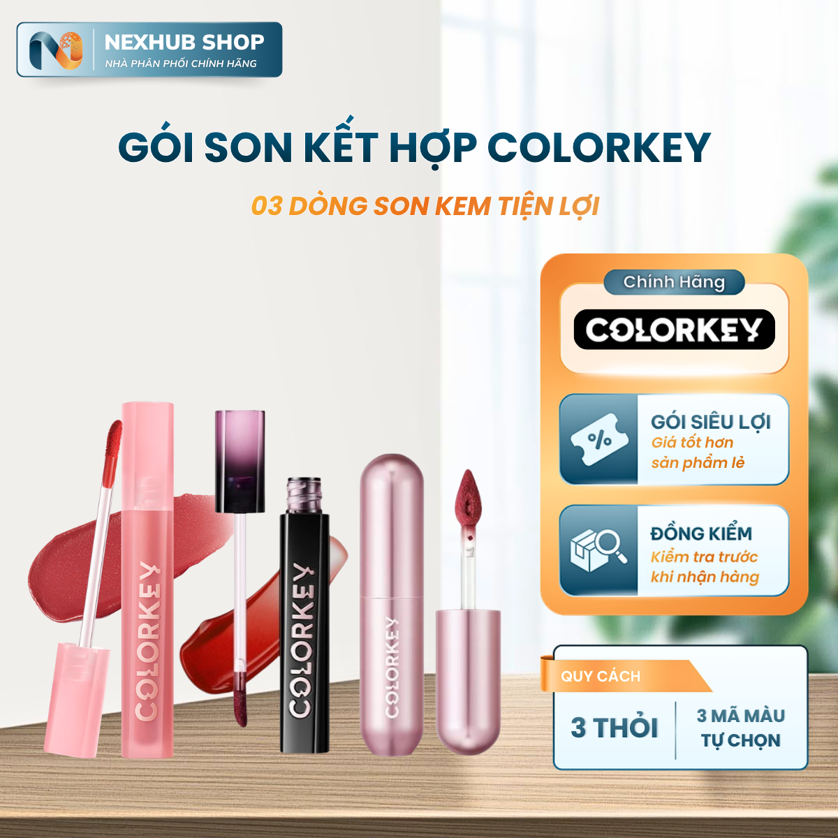 Gói Kết Hợp 3 Dòng Son COLORKEY Tiện Lợi - Đa Dạng Tone Màu, Lì Mịn Êm Môi,…