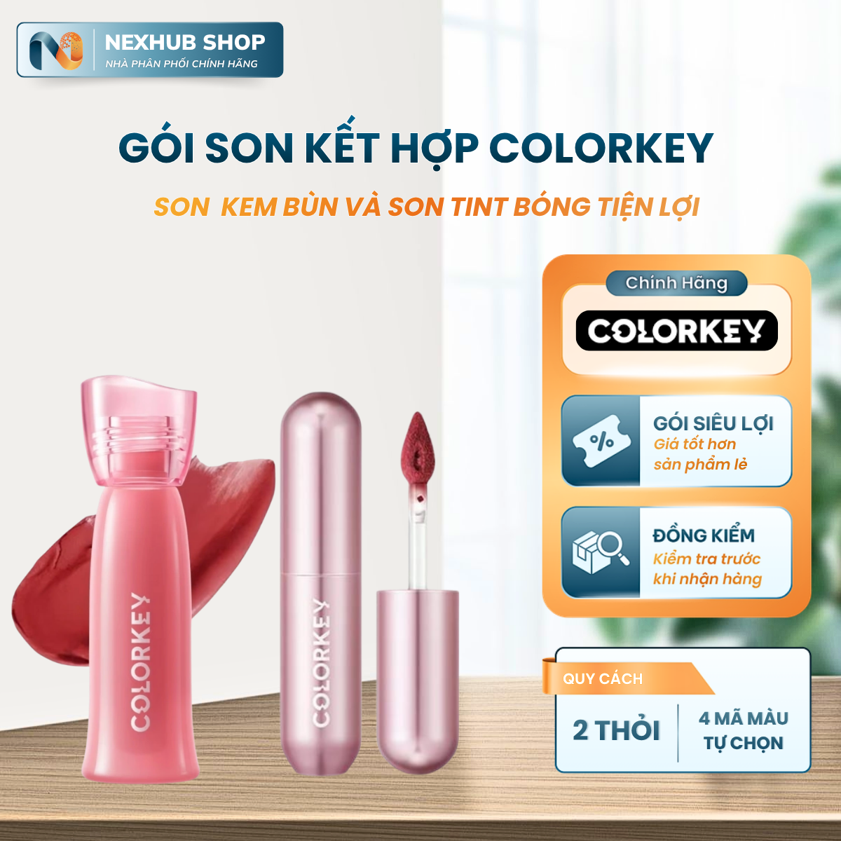 Gói Kết Hợp Son Water Tint & Lip Mud COLORKEY Tiện Lợi - Dưỡng Ẩm, Lên Màu…
