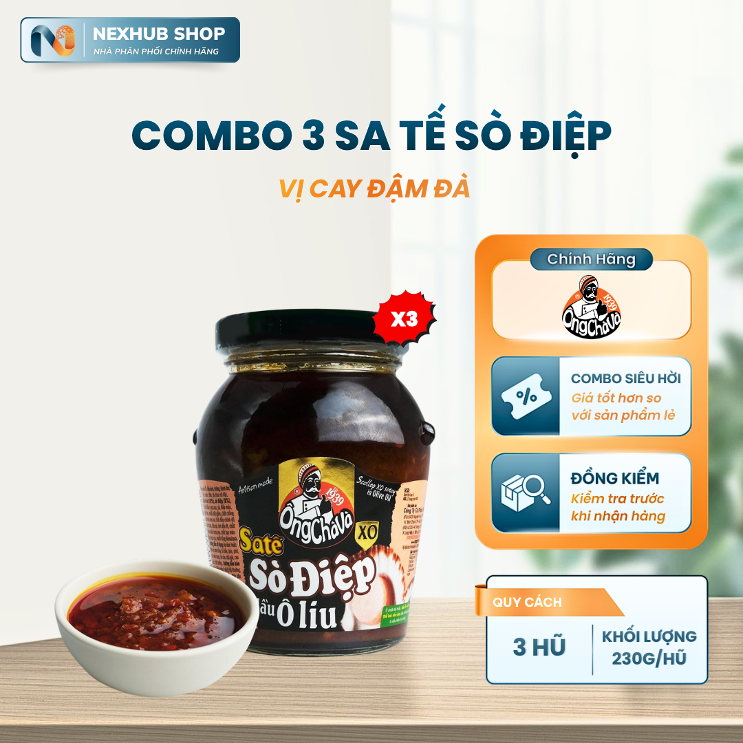 Combo 3 Hũ 230G Sa Tế Sò Điệp XO Dầu Oliu Ông Chà Và - Vị Cay Ngon Đậm Đà Từ…