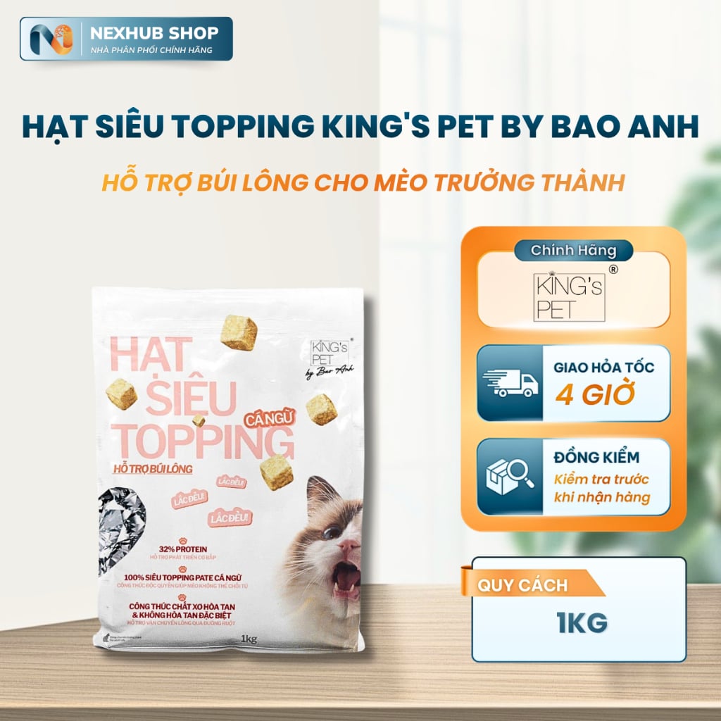 Thức Ăn Hạt Siêu Topping Cá Ngừ Cho Mèo Trưởng Thành King's Pet By Bao Anh 1Kg…