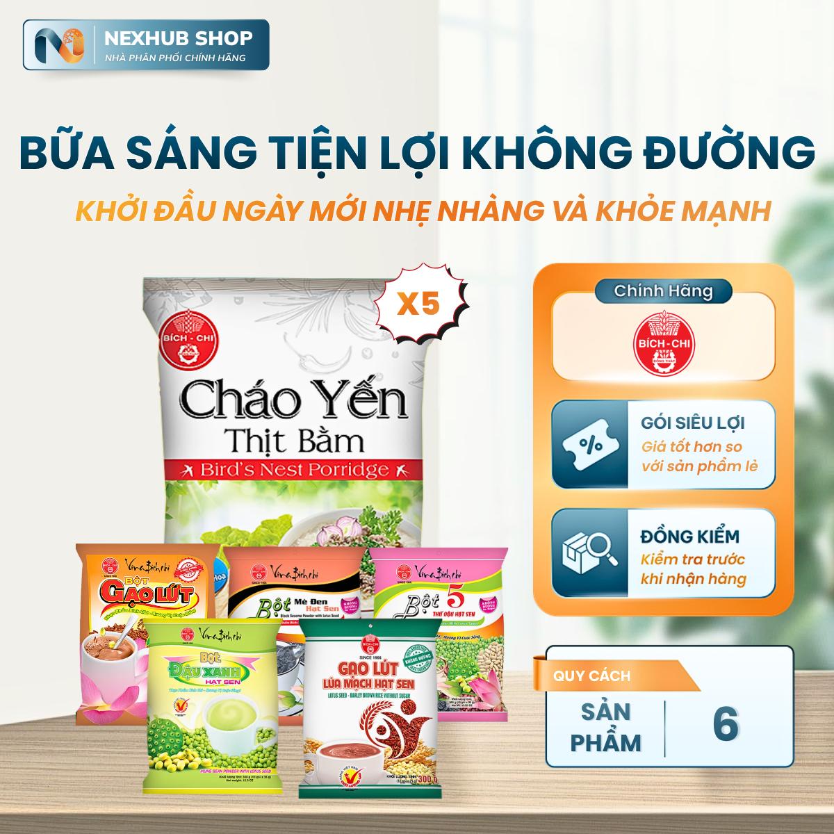 Gói Cháo Yến Thịt Bầm Kết Hợp Bột Dinh Dưỡng Bích Chi Không Đường Tiện Lợi -…
