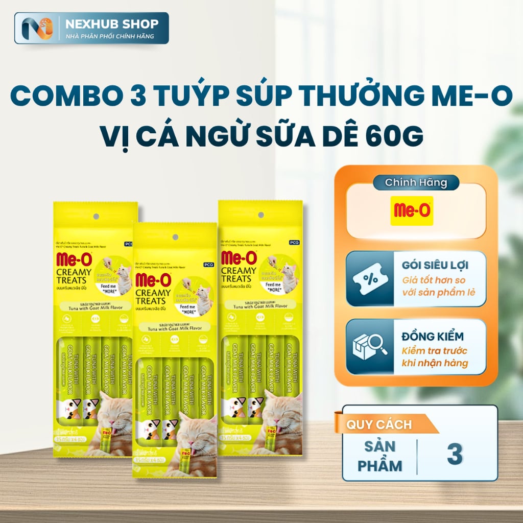 Combo Tuýp Súp Thưởng Me-O Vị Cá Hồi 60g – Kích Thích Ăn Uống