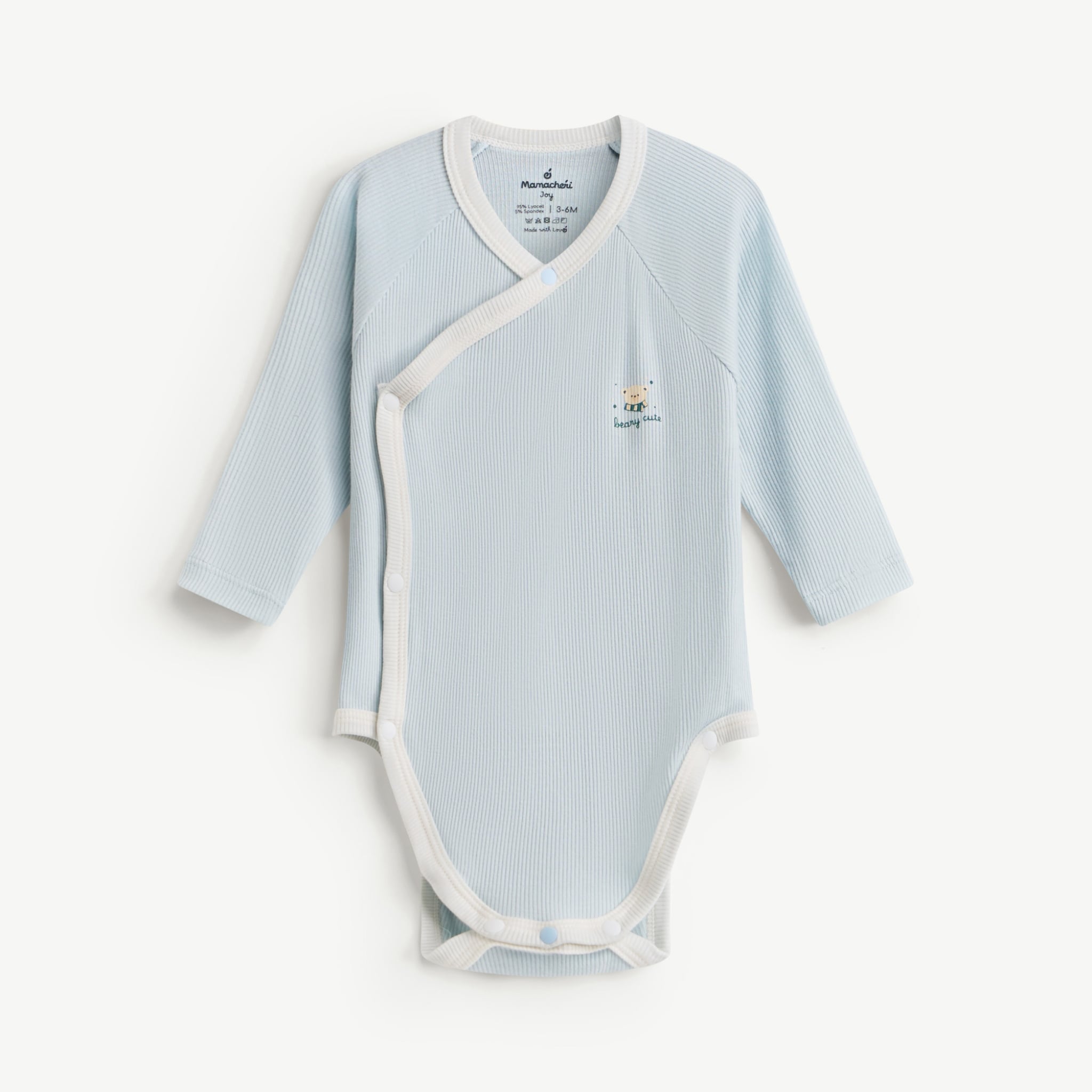  Bodysuit dài tay bé trai cúc phối màu thông minh 