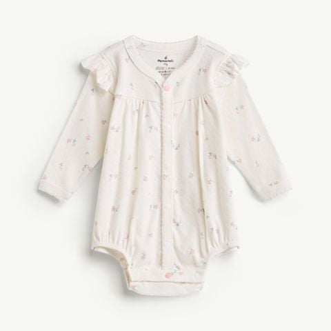  Bodysuit dài tay bé gái cúc đũng tiện lợi 