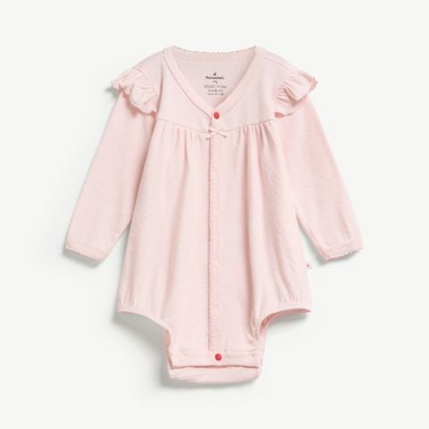  Bodysuit dài tay bé gái cúc phối màu thông minh 